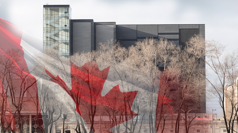 data centre with Canadian flag overlay